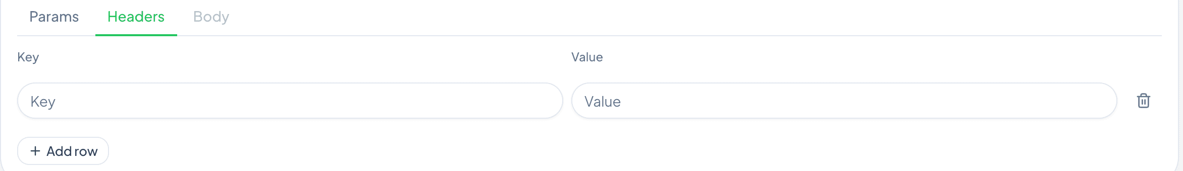 Headers tab with key-value header fields